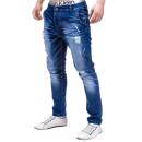 WishikBZ - Jeans f&uuml;r Herren - Denim Blue Destroyed (M)