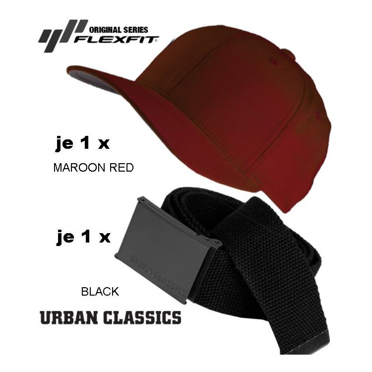 Flexfit Baseball Classic Cap + UC Basic Belt Kombi - Marron (S/M)