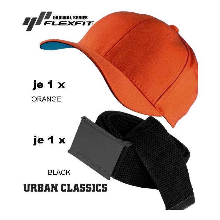 Flexfit Baseball Classic Cap + UC Basic Belt Kombi - Orange (S/M)