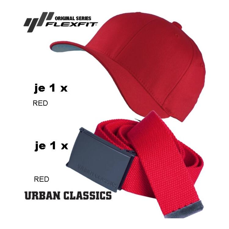 Flexfit Baseball Classic Cap + UC Basic Belt Kombi - Rot (L/XL)