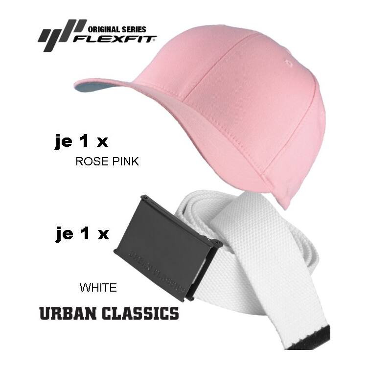 Flexfit Baseball Classic Cap + UC Basic Belt Kombi - Rosa (L/XL)