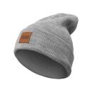 Leatherpatch Long Beanie - Grau (One Size)