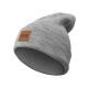 Leatherpatch Long Beanie - Grau (One Size)