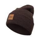 Leatherpatch Long Beanie - Braun (One Size)