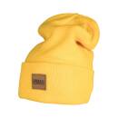 Leatherpatch Long Beanie - Gelb (One Size)
