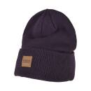 Leatherpatch Long Beanie - Pflaume (One Size)