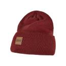 Leatherpatch Long Beanie - Burgundy (One Size)